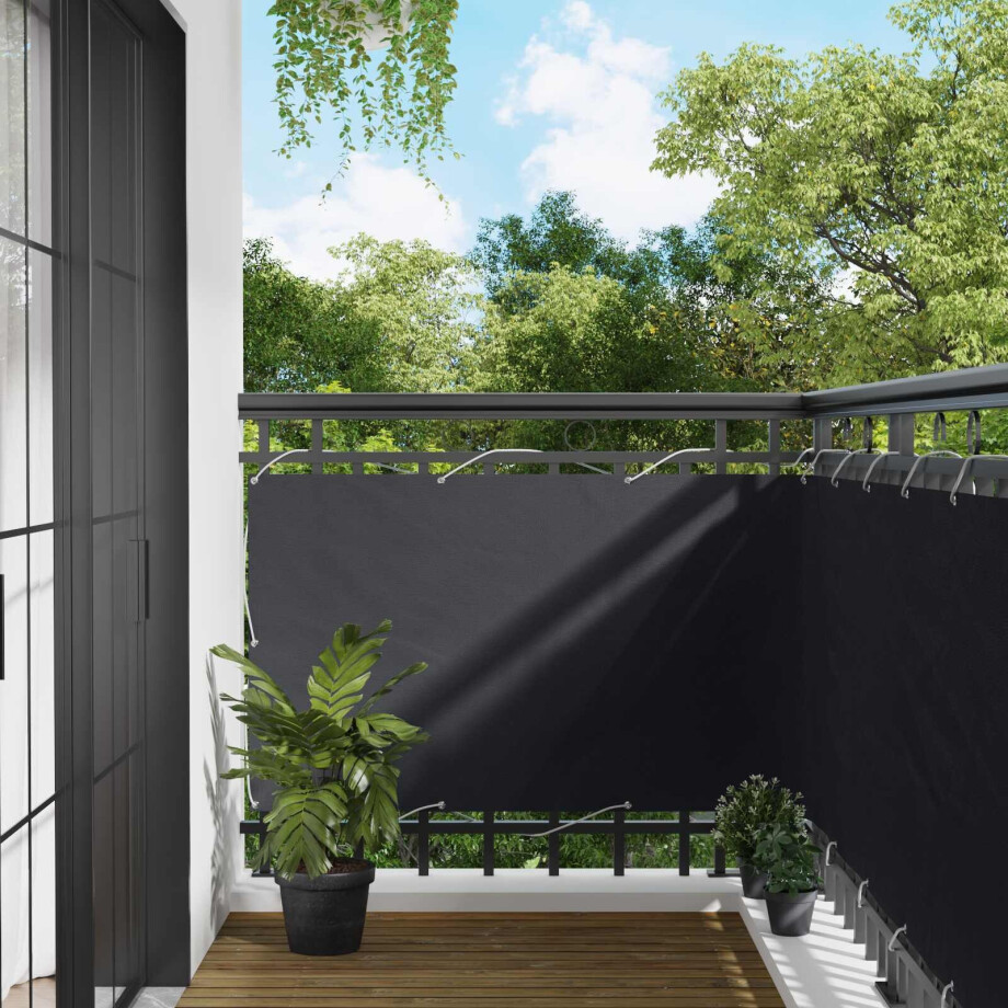 vidaXL Balkon Scherm Zwart 100 x 800 cm Oxford Stof afbeelding 1