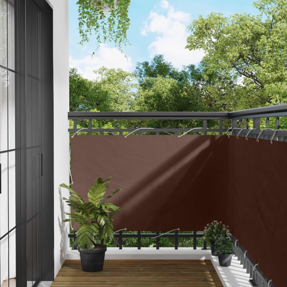 vidaXL Balkon Scherm Bruin 100 x 1000 cm Oxford Stof afbeelding 1