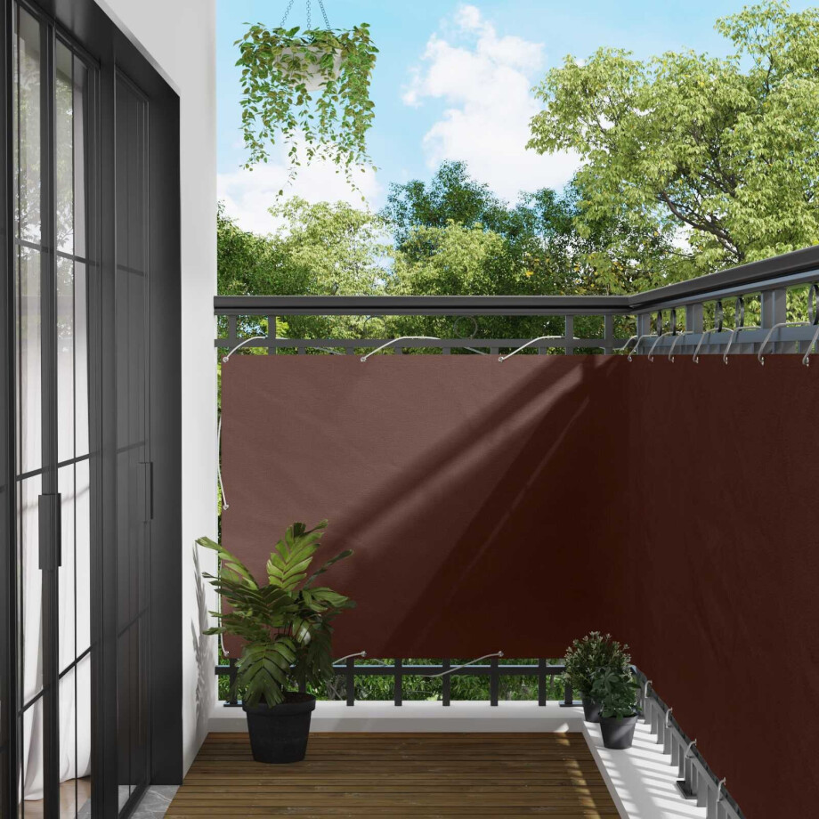vidaXL Balkon Scherm Bruin 110 x 600 cm Oxford Stof afbeelding 1