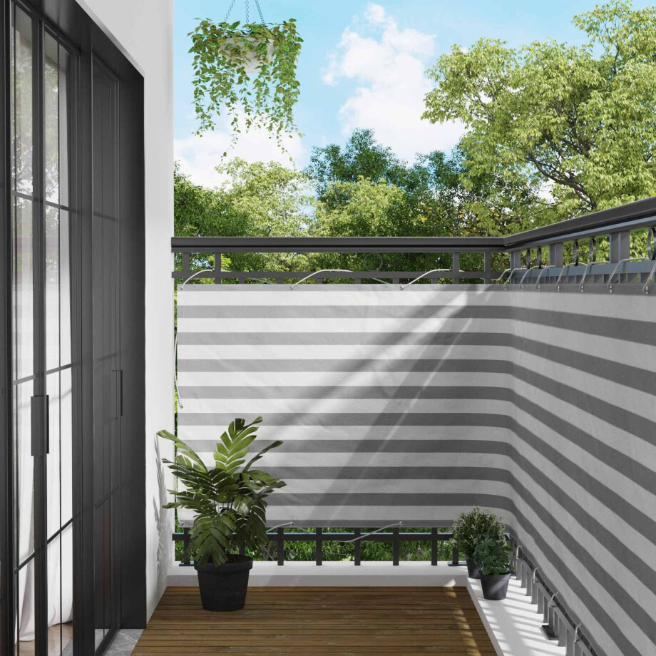 vidaXL Balkon Scherm Lichtgrijs en wit. 110 x 200 cm Oxford Stof afbeelding 1