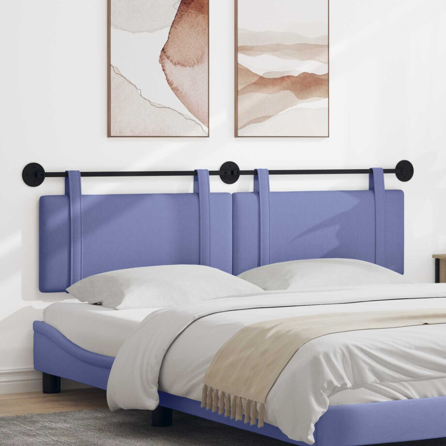 vidaXL Hangend hoofdbord Jeans Blauw Stof vidaXL Hangend hoofdbord Jeans Blauw Stof afbeelding 1