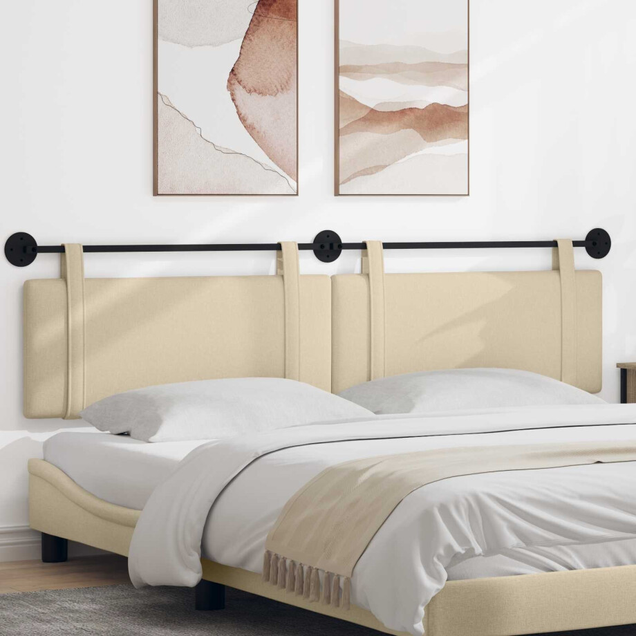 vidaXL Hangend hoofdbord Crème Stof afbeelding 1