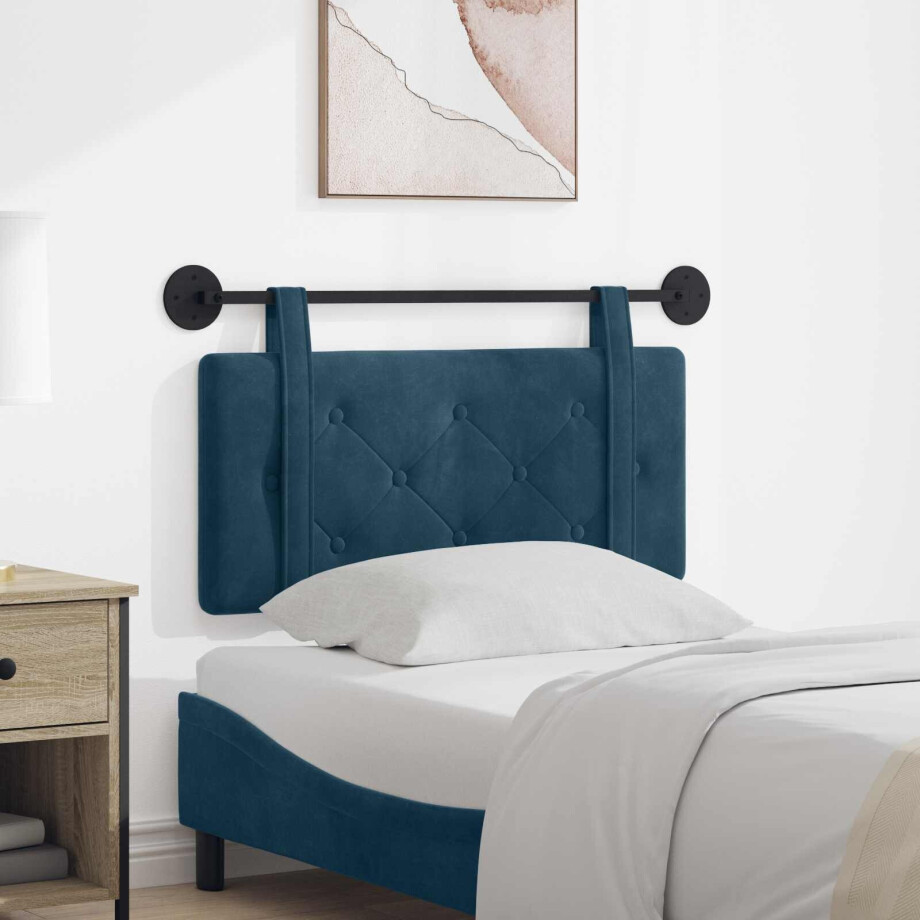 vidaXL Hangend hoofdbord Blauw Fluweel vidaXL Hangend hoofdbord Blauw Fluweel afbeelding 1