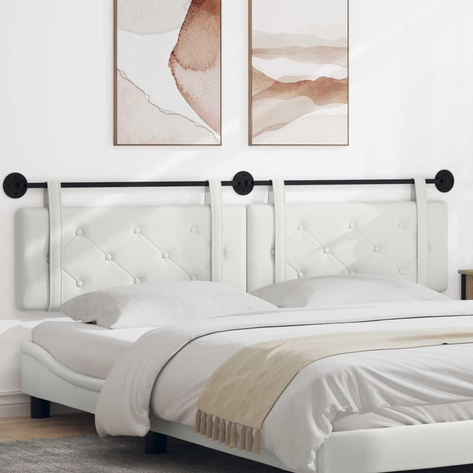 vidaXL Hangend hoofdbord Wit Nep Leer afbeelding 1