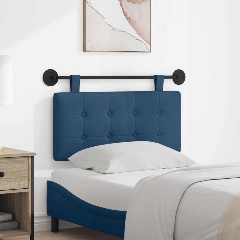 vidaXL Hangend hoofdbord Blauw Stof afbeelding 1