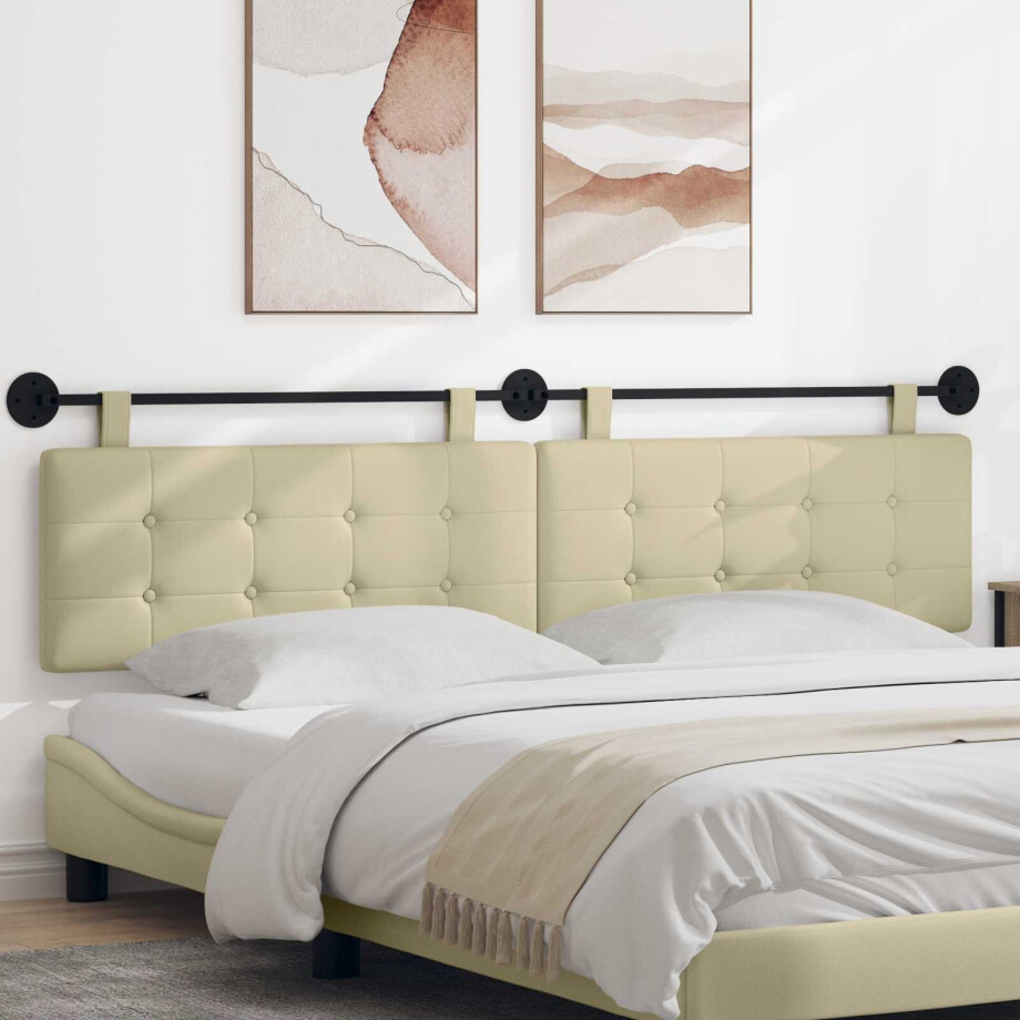 vidaXL Hangend hoofdbord Crème Nep Leer afbeelding 1