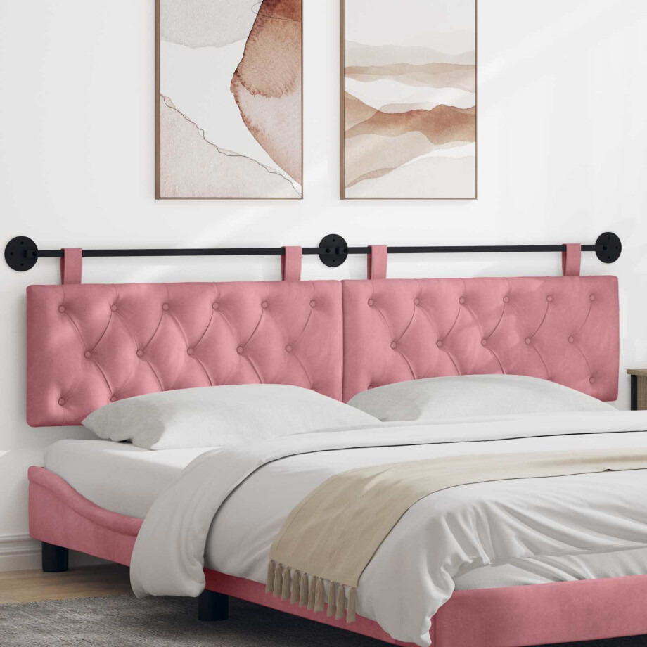 vidaXL Hangend hoofdbord Roze Fluweel afbeelding 1