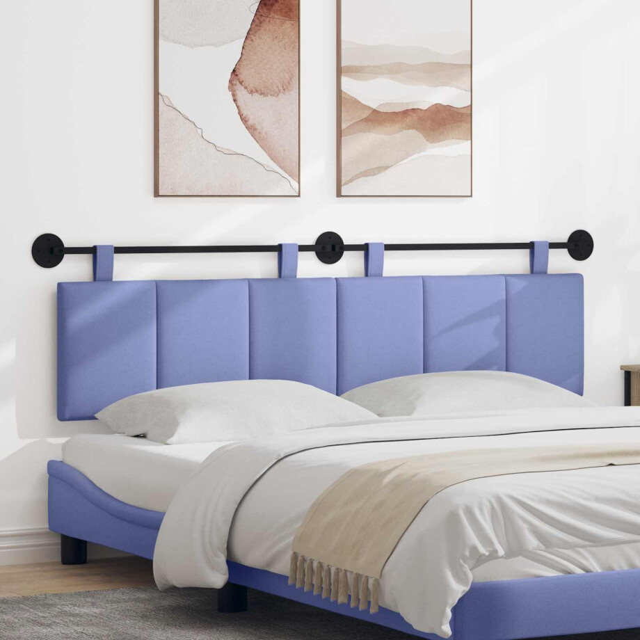 vidaXL Hangend hoofdbord Jeans Blauw Stof afbeelding 1