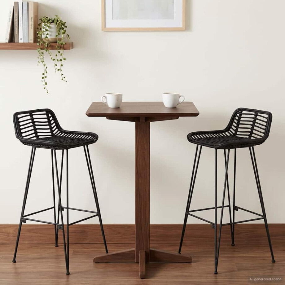vidaXL Barkruk 2 st Zwart 44 x 46 x 91 cm Rattan en staal vidaXL Barkruk 2 st Zwart 44 x 46 x 91 cm Rattan en staal afbeelding 1