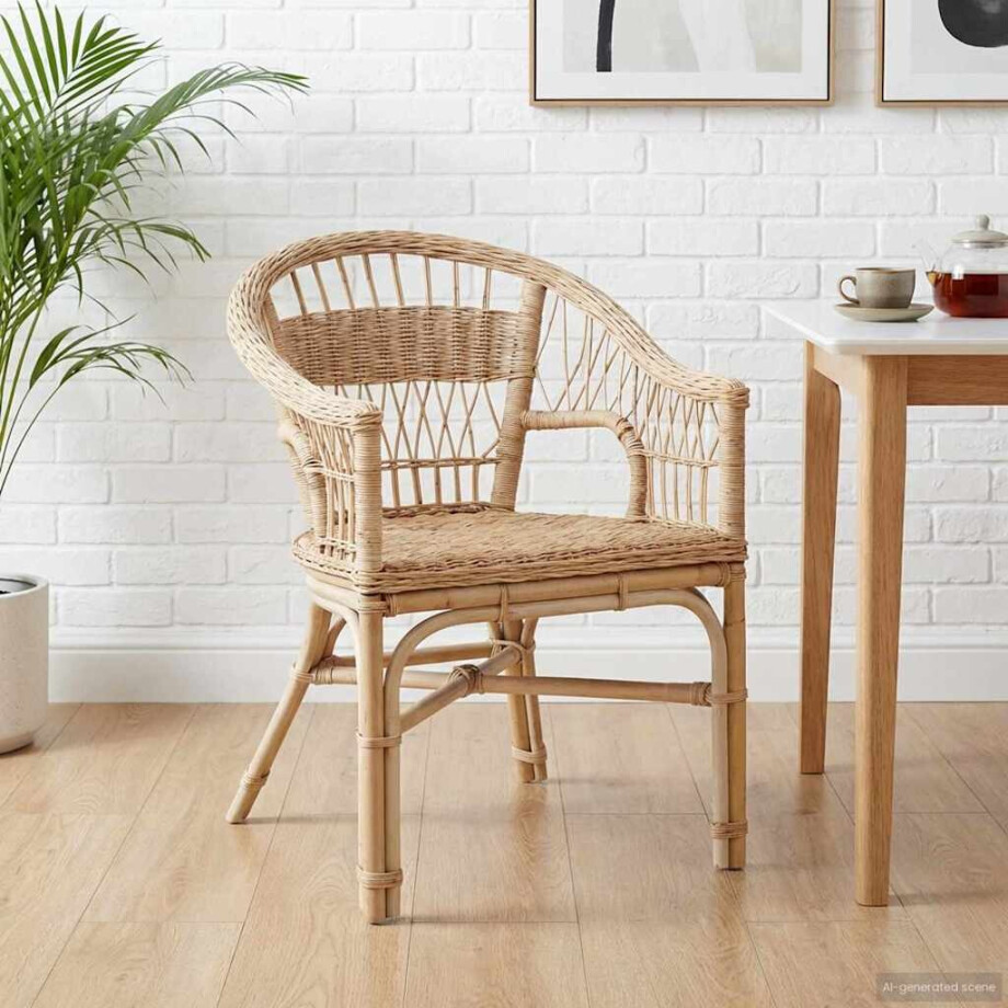 vidaXL Stapelstoel Naturel 60 x 60 x 81 cm Rattan afbeelding 1