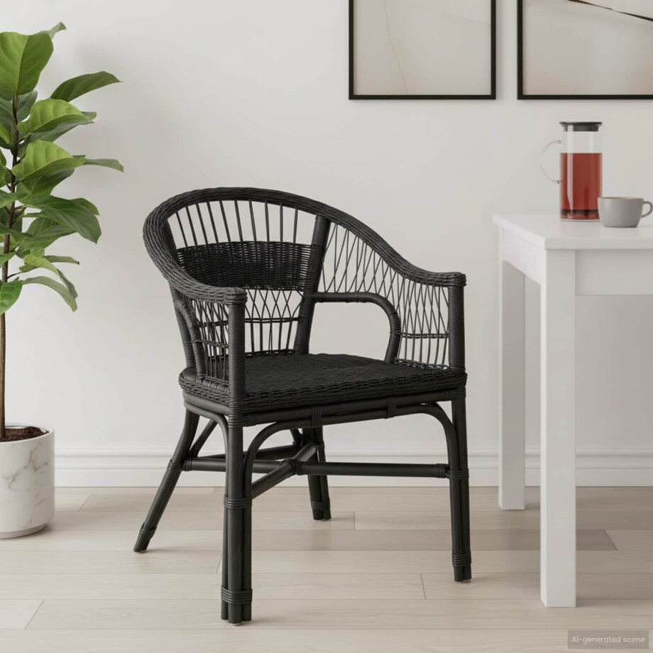 vidaXL Stapelstoel Zwart 60 x 60 x 81 cm Rattan afbeelding 1