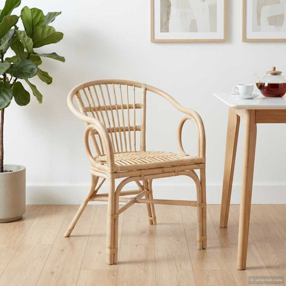 vidaXL Stapelstoel Naturel 58 x 60 x 81 cm Rattan afbeelding 1
