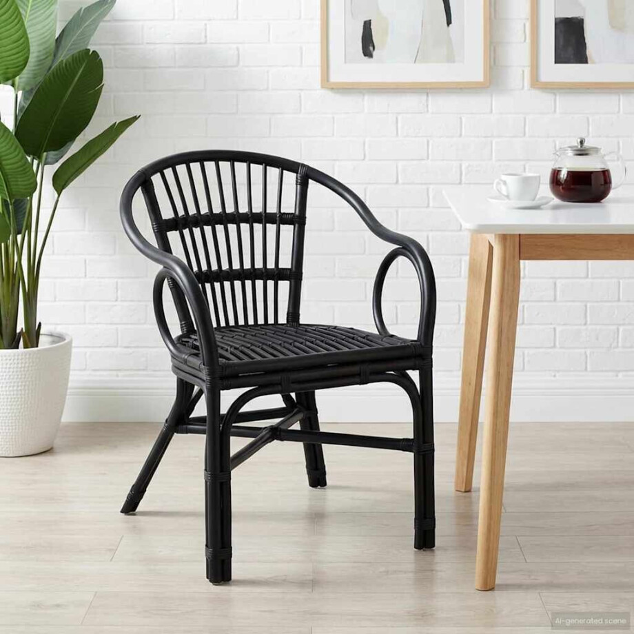 vidaXL Stapelstoel Zwart 58 x 60 x 81 cm Rattan afbeelding 1