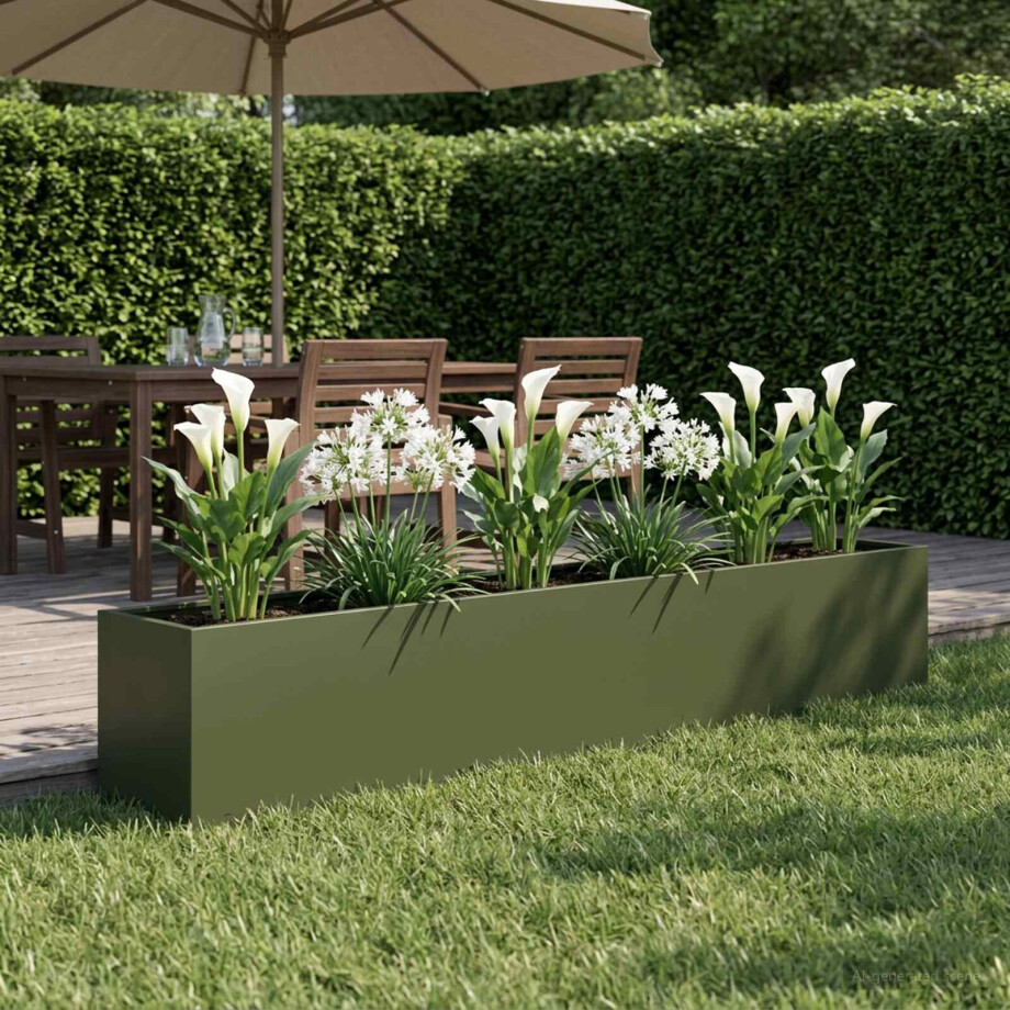 vidaXL Plantenbak Olijfgroen 360 x 40 x 60 cm Koudgewalst staal afbeelding 1