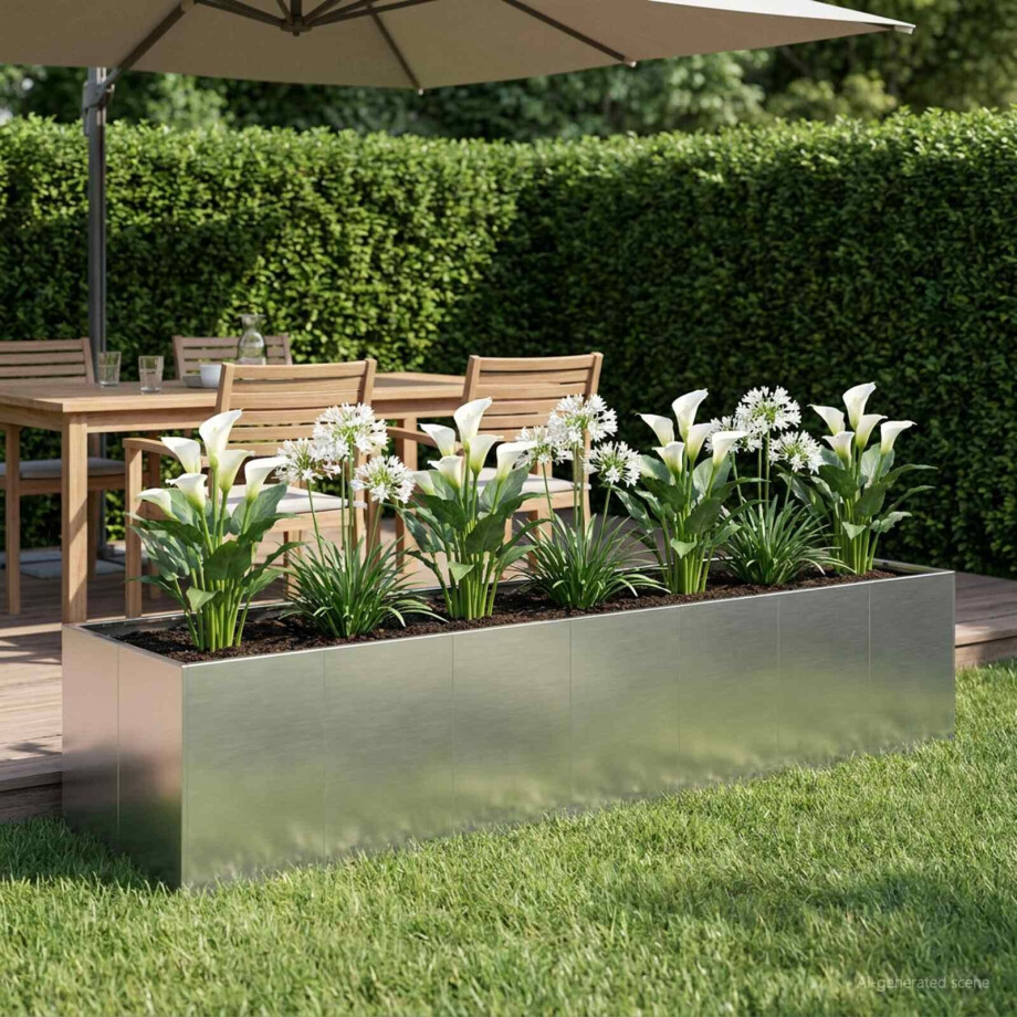 vidaXL Plantenbak zilver 280 x 80 x 60 cm Gegalvaniseerd staal afbeelding 1