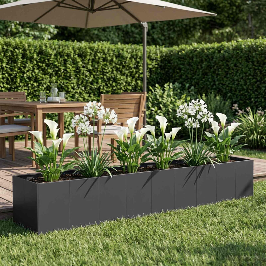 vidaXL Plantenbak Zwart 360 x 80 x 60 cm Koudgewalst staal afbeelding 1