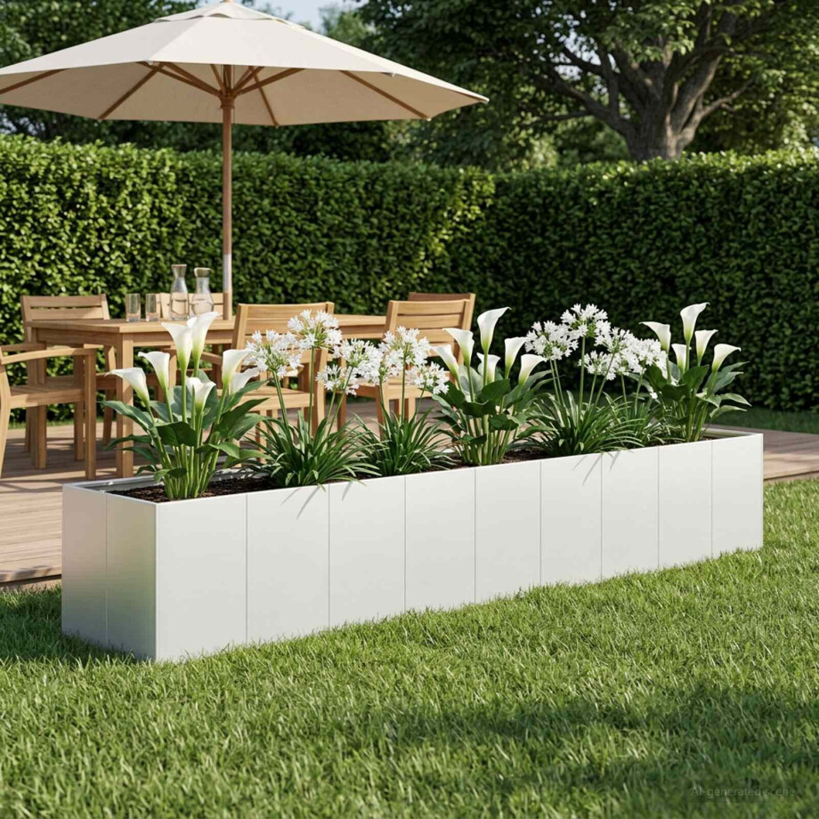 vidaXL Plantenbak Wit 360 x 80 x 60 cm Koudgewalst staal afbeelding 1