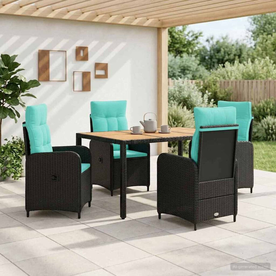 vidaXL Buiten eettafelset 5 st PE Rattan en Poeder-Coated Staal vidaXL Buiten eettafelset 5 st PE Rattan en Poeder-Coated Staal afbeelding 1