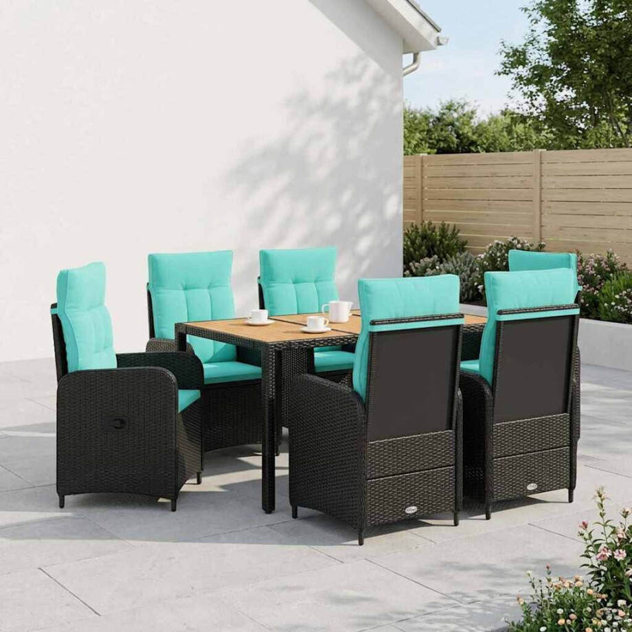 vidaXL Buiten eettafelset 7 st PE Rattan en Poeder-Coated Staal vidaXL Buiten eettafelset 7 st PE Rattan en Poeder-Coated Staal afbeelding 1