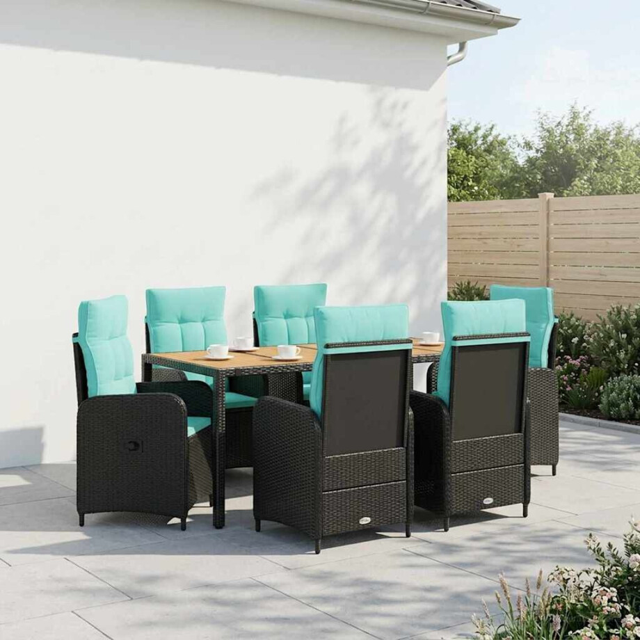 vidaXL Buiten eettafelset 7 st PE Rattan en Poeder-Coated Staal vidaXL Buiten eettafelset 7 st PE Rattan en Poeder-Coated Staal afbeelding 1