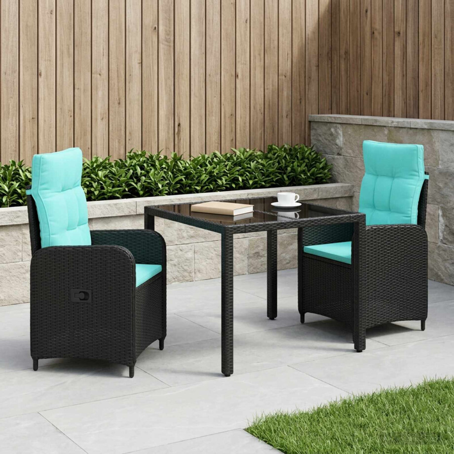 vidaXL Buiten eettafelset 3 pcs poly rattan afbeelding 1