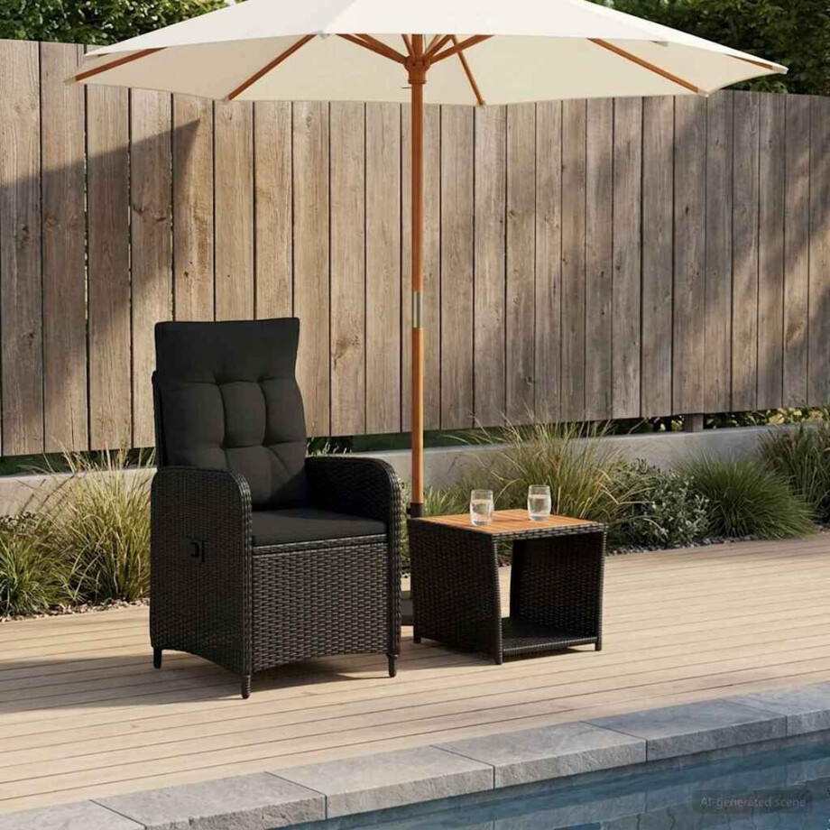 vidaXL Tuin loungeset 2 st Zwart PE Rattan en Poeder-Coated Staal vidaXL Tuin loungeset 2 st Zwart PE Rattan en Poeder-Coated Staal afbeelding 1