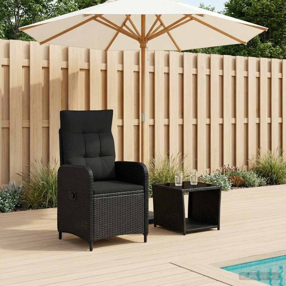 vidaXL Tuin loungeset 2 st Zwart PE Rattan en Poeder-Coated Staal afbeelding 1
