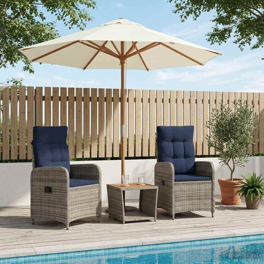 vidaXL Tuin loungeset 3 st PE Rattan en Poeder-Coated Staal vidaXL Tuin loungeset 3 st PE Rattan en Poeder-Coated Staal afbeelding 1