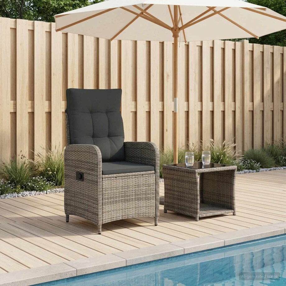 vidaXL Tuin loungeset 2 st Grijs en Donkergrijs Poly rattan en glas vidaXL Tuin loungeset 2 st Grijs en Donkergrijs Poly rattan en glas afbeelding 1