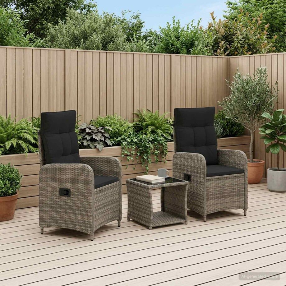 vidaXL Tuin loungeset 3 st Grijs en Donkergrijs Poly rattan en glas vidaXL Tuin loungeset 3 st Grijs en Donkergrijs Poly rattan en glas afbeelding 1