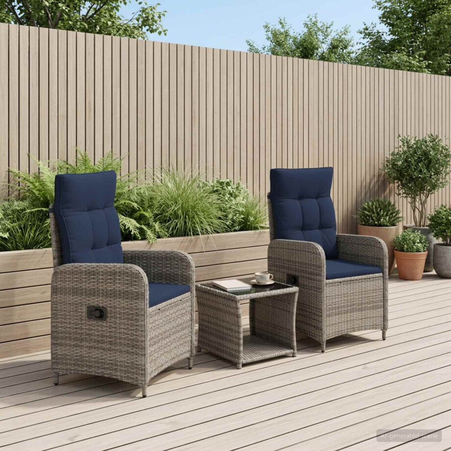 vidaXL Tuin loungeset 3 st PE Rattan en Poeder-Coated Staal vidaXL Tuin loungeset 3 st PE Rattan en Poeder-Coated Staal afbeelding 1