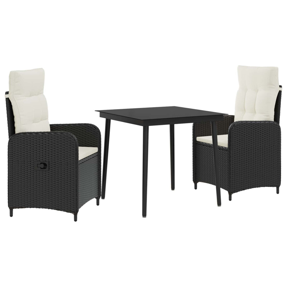vidaXL Bank tafel set met kussen met kussen 3 pcs Zwart en Cream Wit vidaXL Bank tafel set met kussen met kussen 3 pcs Zwart en Cream Wit afbeelding 1