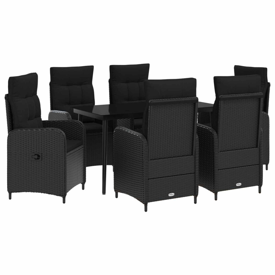vidaXL Bank tafel set 7 pcs Zwart PE Rattan en Poeder-Coated Staal afbeelding 1