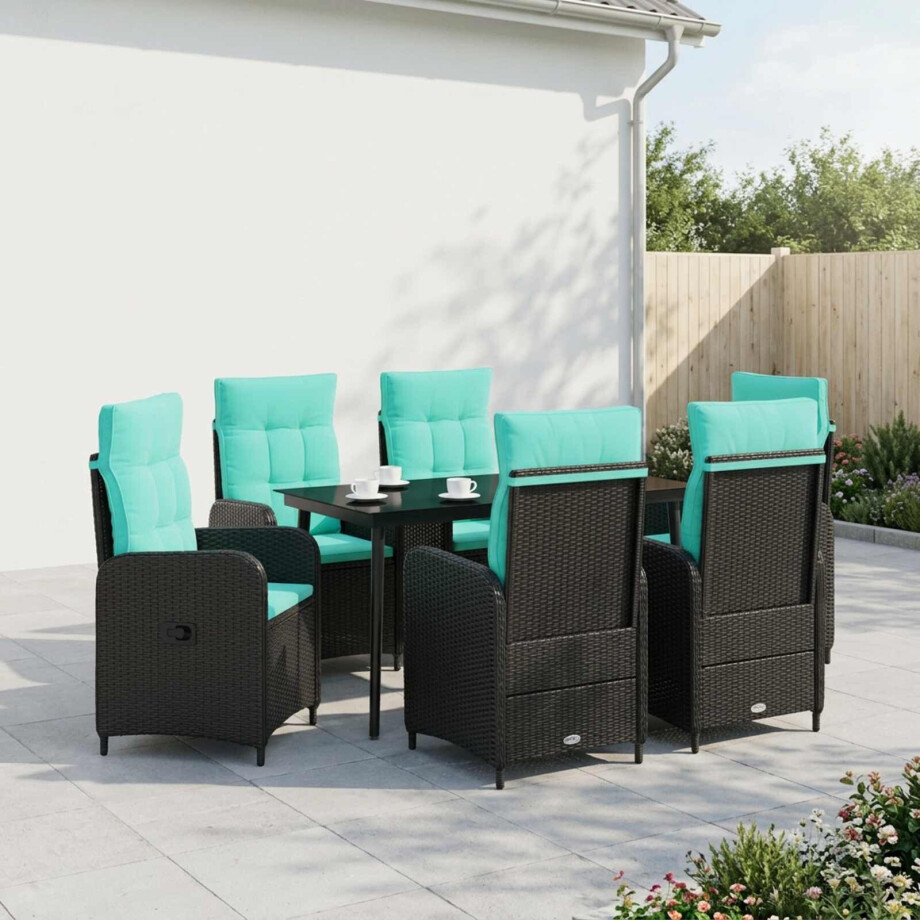 vidaXL Bank tafel set 7 pcs PE Rattan en Poeder-Coated Staal vidaXL Bank tafel set 7 pcs PE Rattan en Poeder-Coated Staal afbeelding 1
