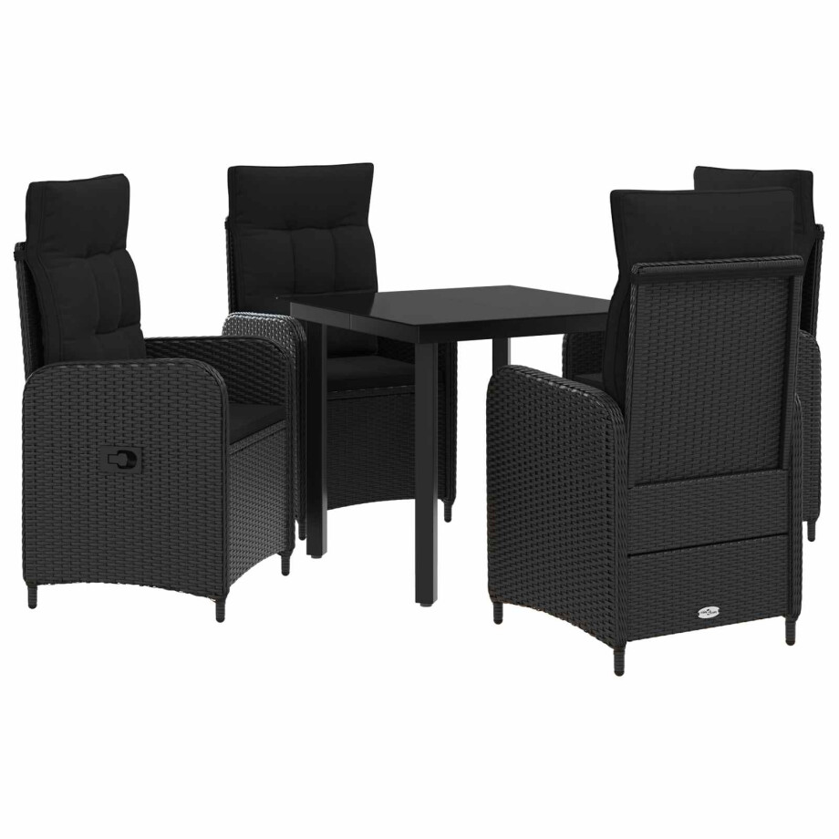 vidaXL Bank tafel set 5 pcs Zwart PE Rattan en Poeder-Coated Staal afbeelding 1