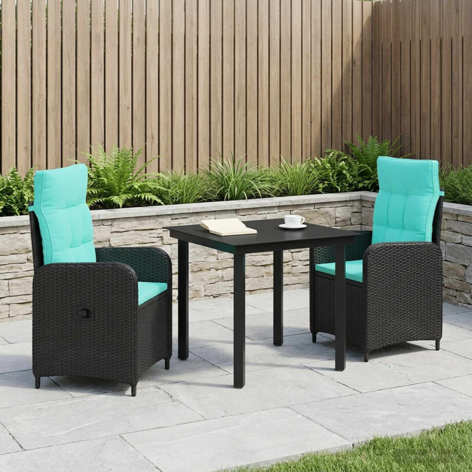 vidaXL Bank tafel set 3 pcs PE Rattan en Poeder-Coated Staal vidaXL Bank tafel set 3 pcs PE Rattan en Poeder-Coated Staal afbeelding 1