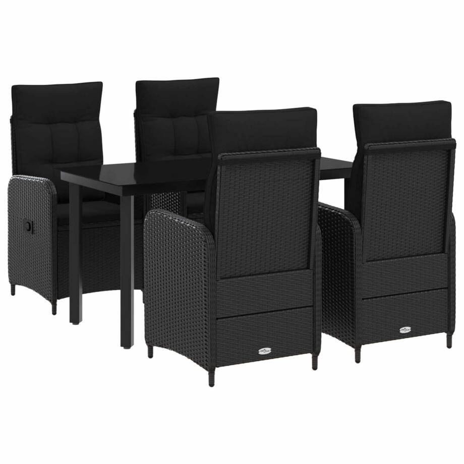 vidaXL Bank tafel set 5 pcs Zwart PE Rattan en Poeder-Coated Staal afbeelding 1