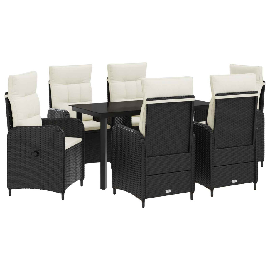 vidaXL Bank tafel set met kussen met kussen 7 pcs Zwart en Cream Wit vidaXL Bank tafel set met kussen met kussen 7 pcs Zwart en Cream Wit afbeelding 1