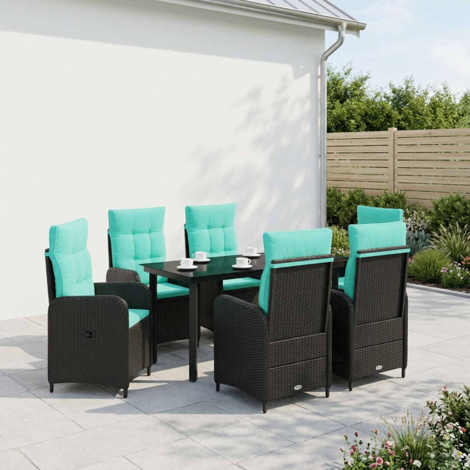 vidaXL Bank tafel set 7 pcs PE Rattan en Poeder-Coated Staal vidaXL Bank tafel set 7 pcs PE Rattan en Poeder-Coated Staal afbeelding 1
