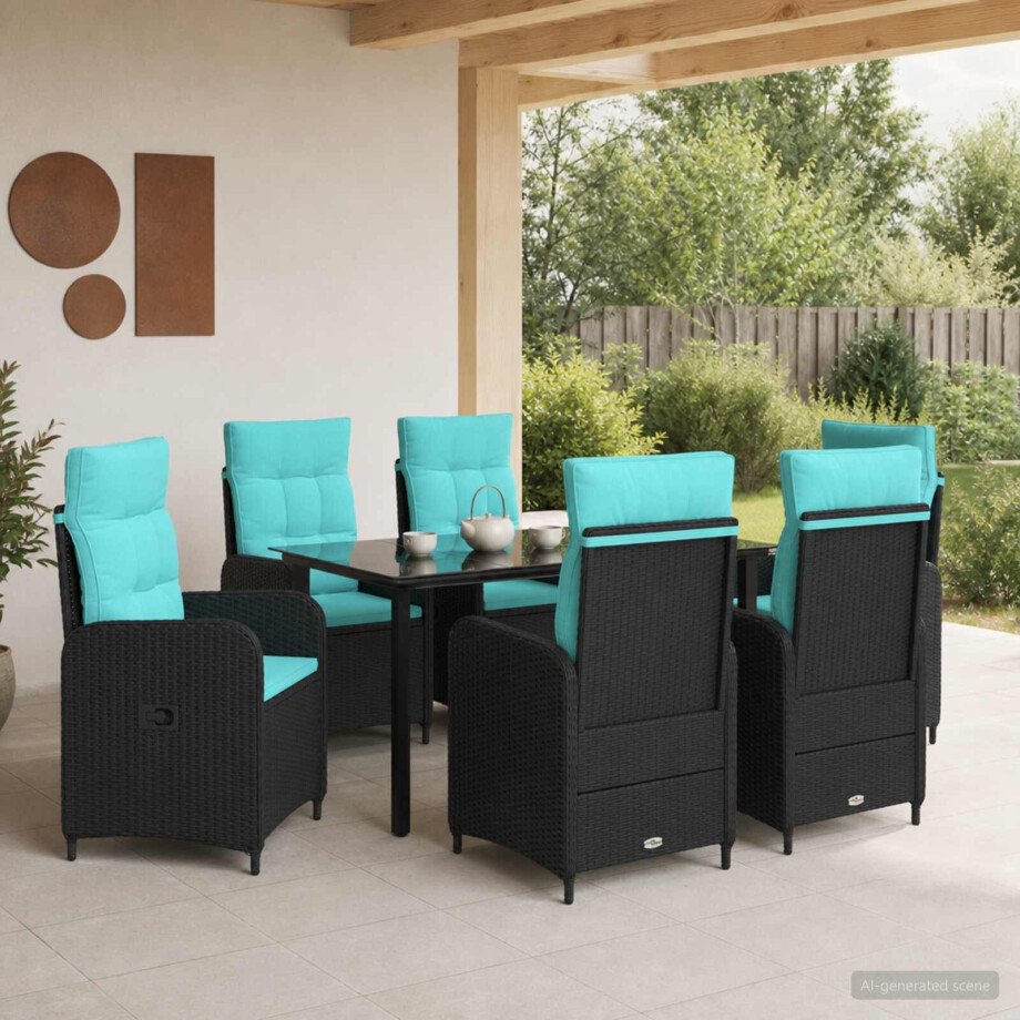 vidaXL Bank tafel set 7 pcs PE Rattan en Poeder-Coated Staal vidaXL Bank tafel set 7 pcs PE Rattan en Poeder-Coated Staal afbeelding 1