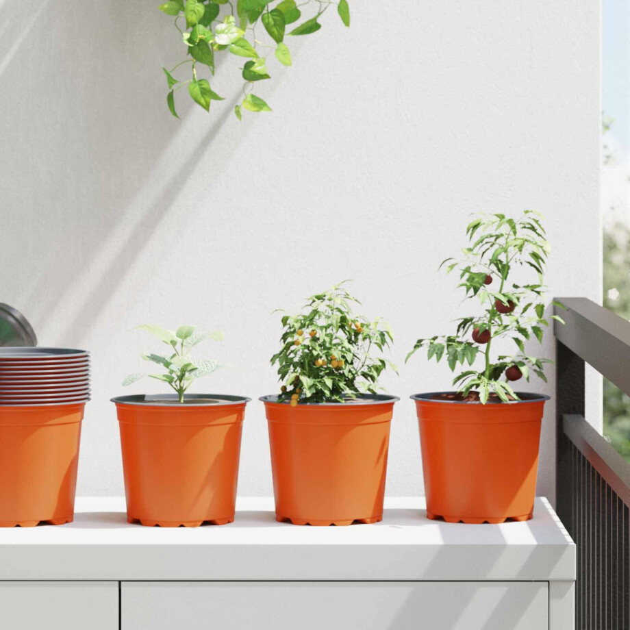 vidaXL Bloempot 50 pcs Terracotta Ø 15 x 13 cm Kunststof afbeelding 1