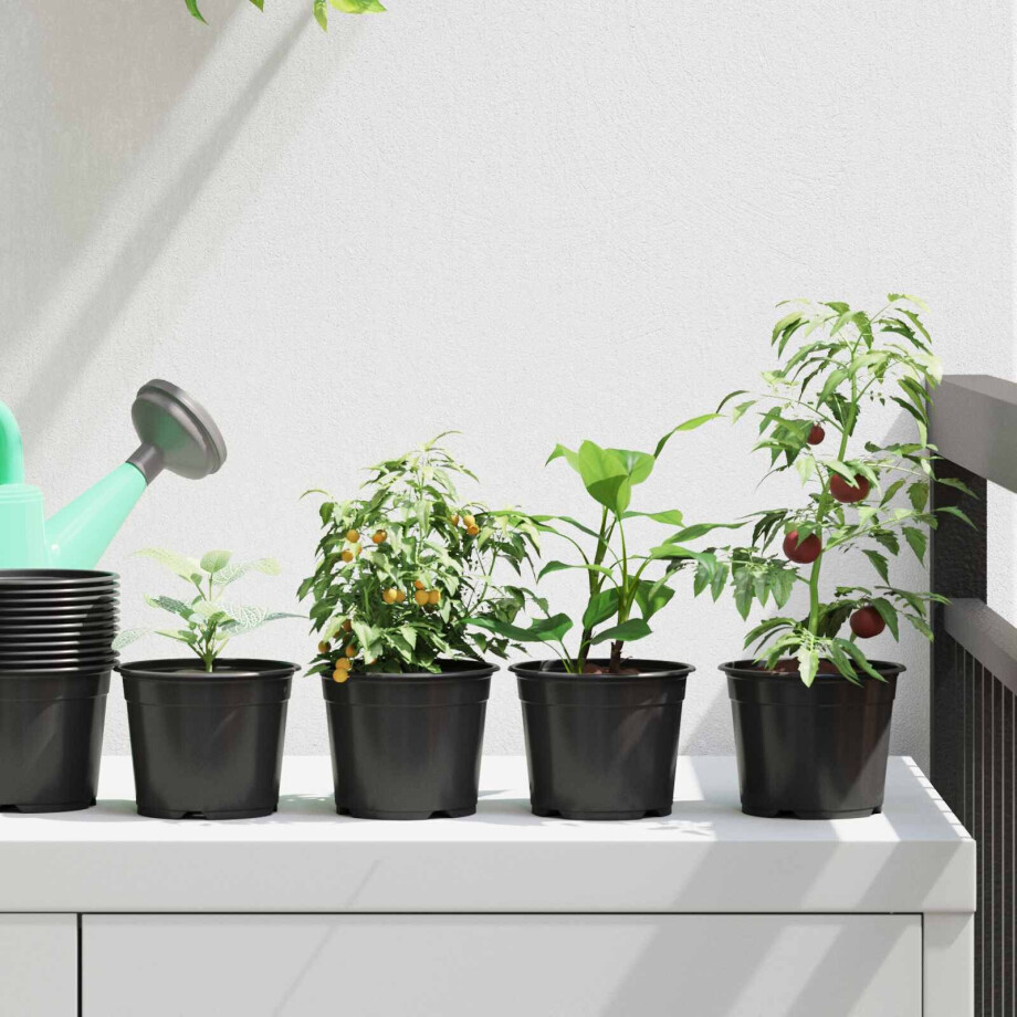 vidaXL Ronde Bloempot 50 pcs Zwart Ø 10 x 8 cm Kunststof afbeelding 1