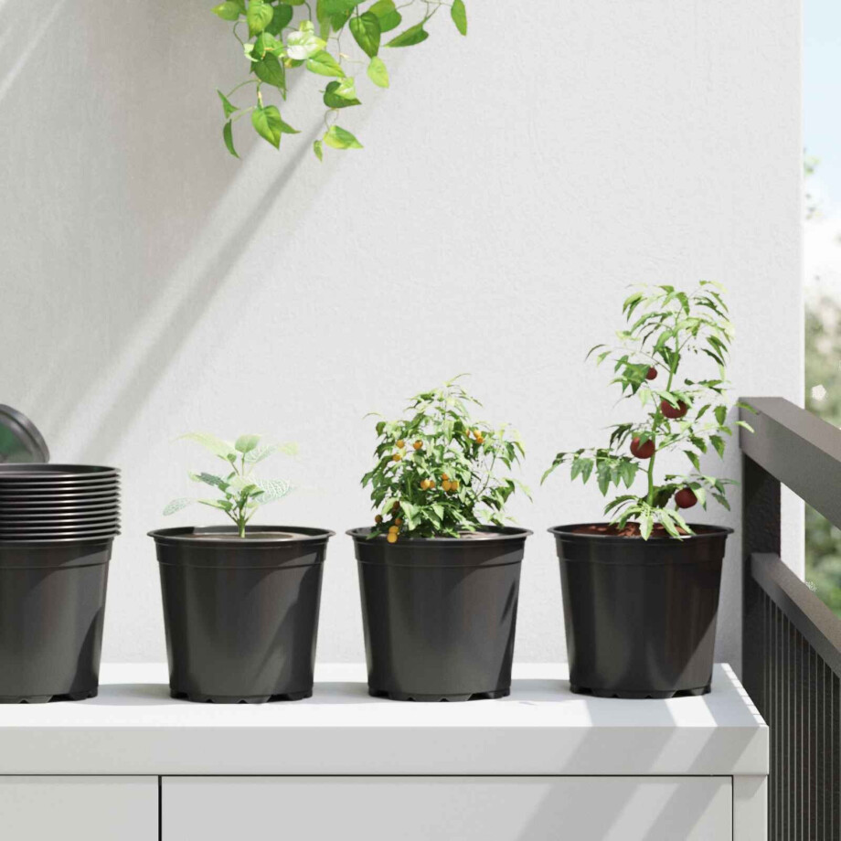 vidaXL Bloempot 100 pcs Zwart Ø 15 x 13 cm Kunststof afbeelding 1