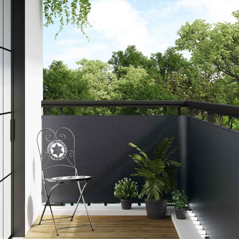 vidaXL Balkon Scherm Donkergrijs 1000 x 80 cm poly rattan vidaXL Balkon Scherm Donkergrijs 1000 x 80 cm poly rattan afbeelding 1