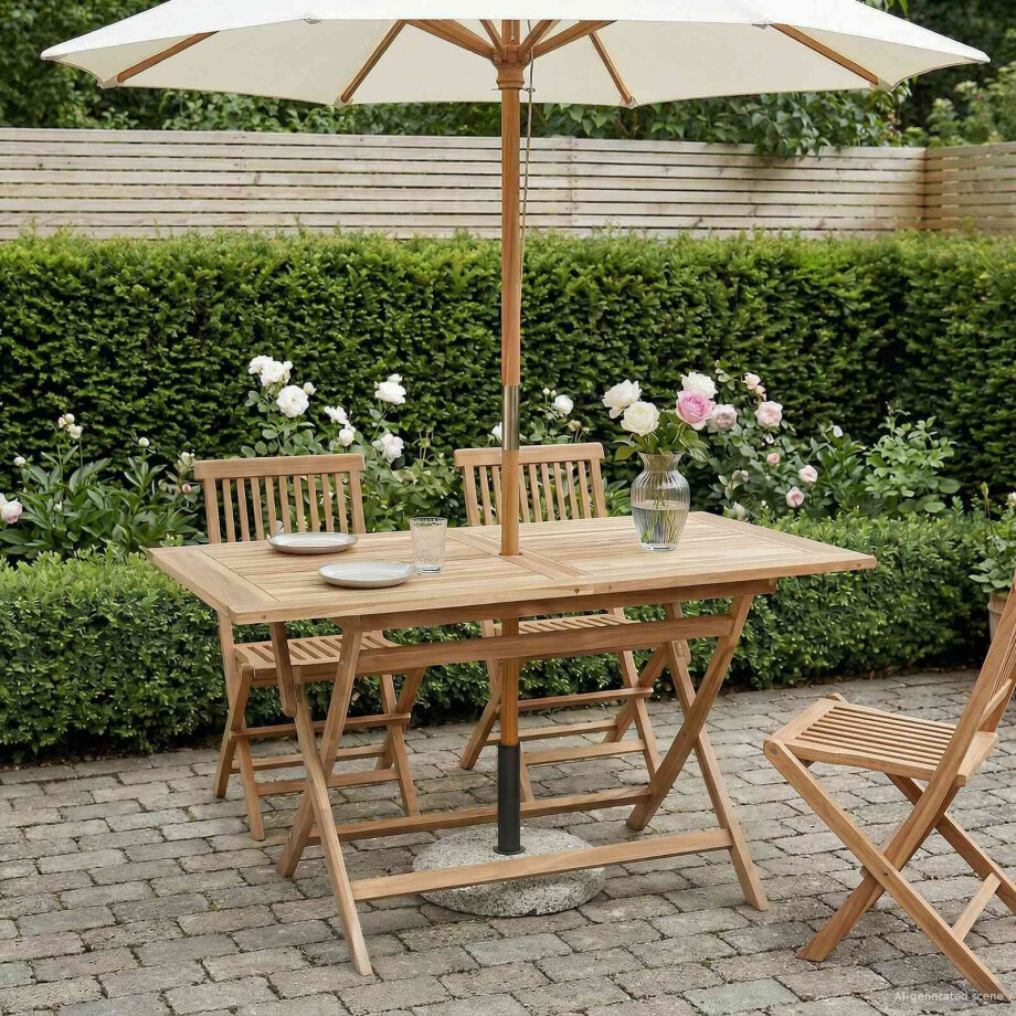 vidaXL Vouw Tuin Tafel Naturel 120 x 70 x 75,5 cm Massief Teakhout afbeelding 1