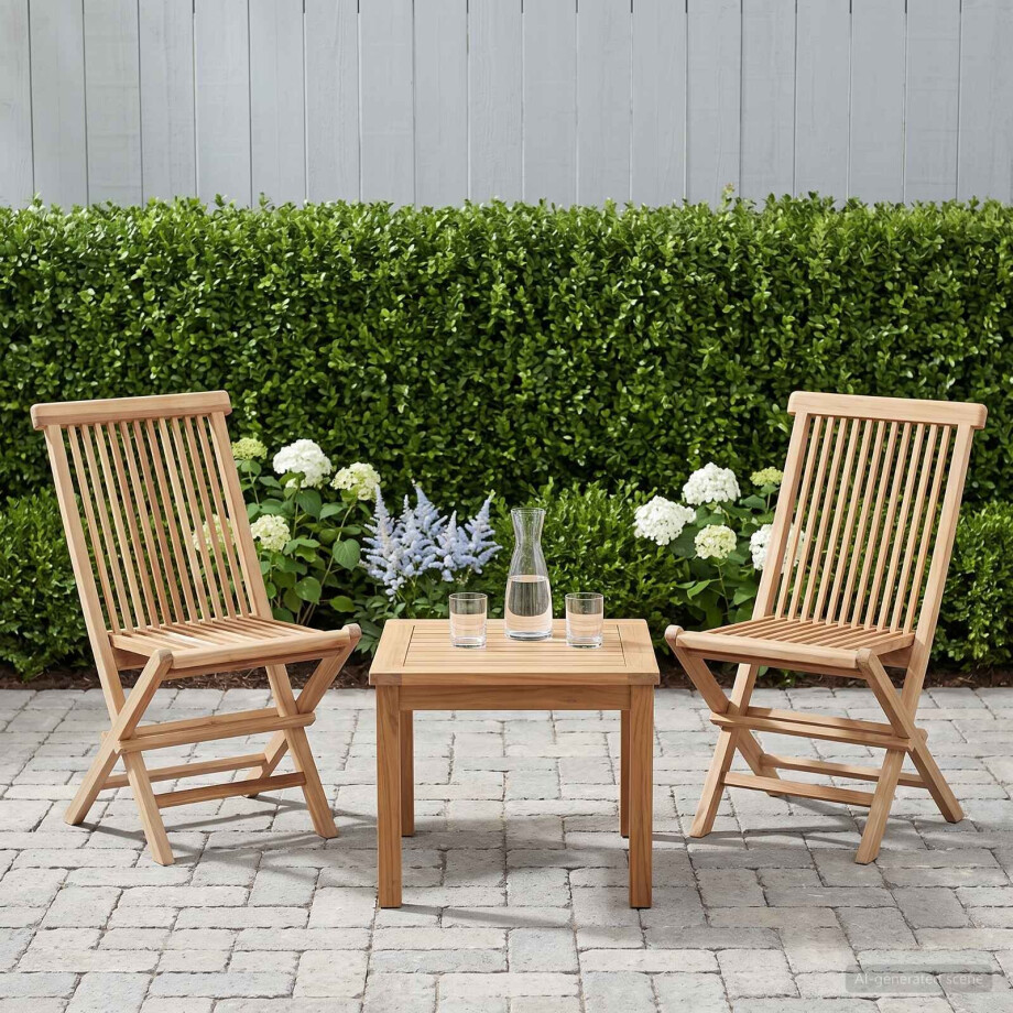 vidaXL Opvouwbare Tuinstoel 2 st Naturel Massief Teakhout vidaXL Opvouwbare Tuinstoel 2 st Naturel Massief Teakhout afbeelding 1