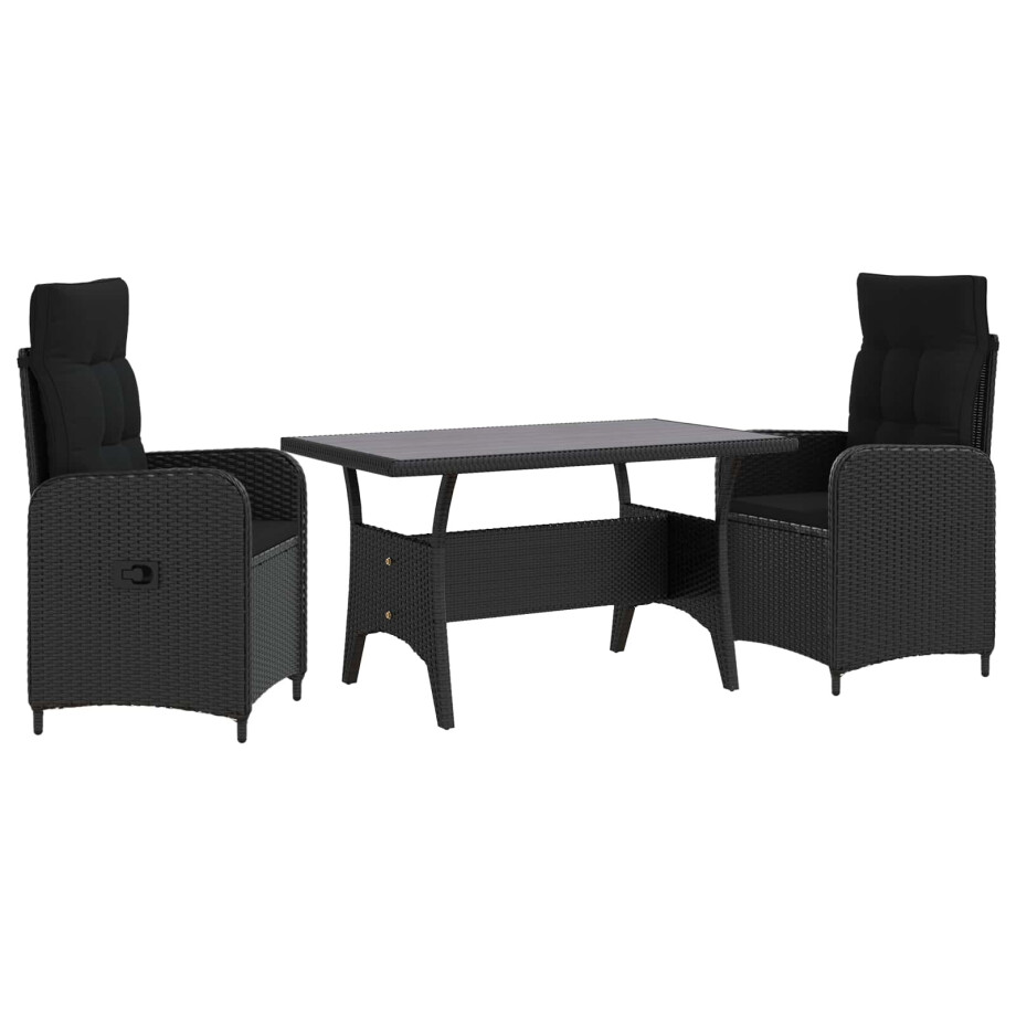 vidaXL Buiten eettafelset 3 pcs Zwart poly rattan vidaXL Buiten eettafelset 3 pcs Zwart poly rattan afbeelding 1