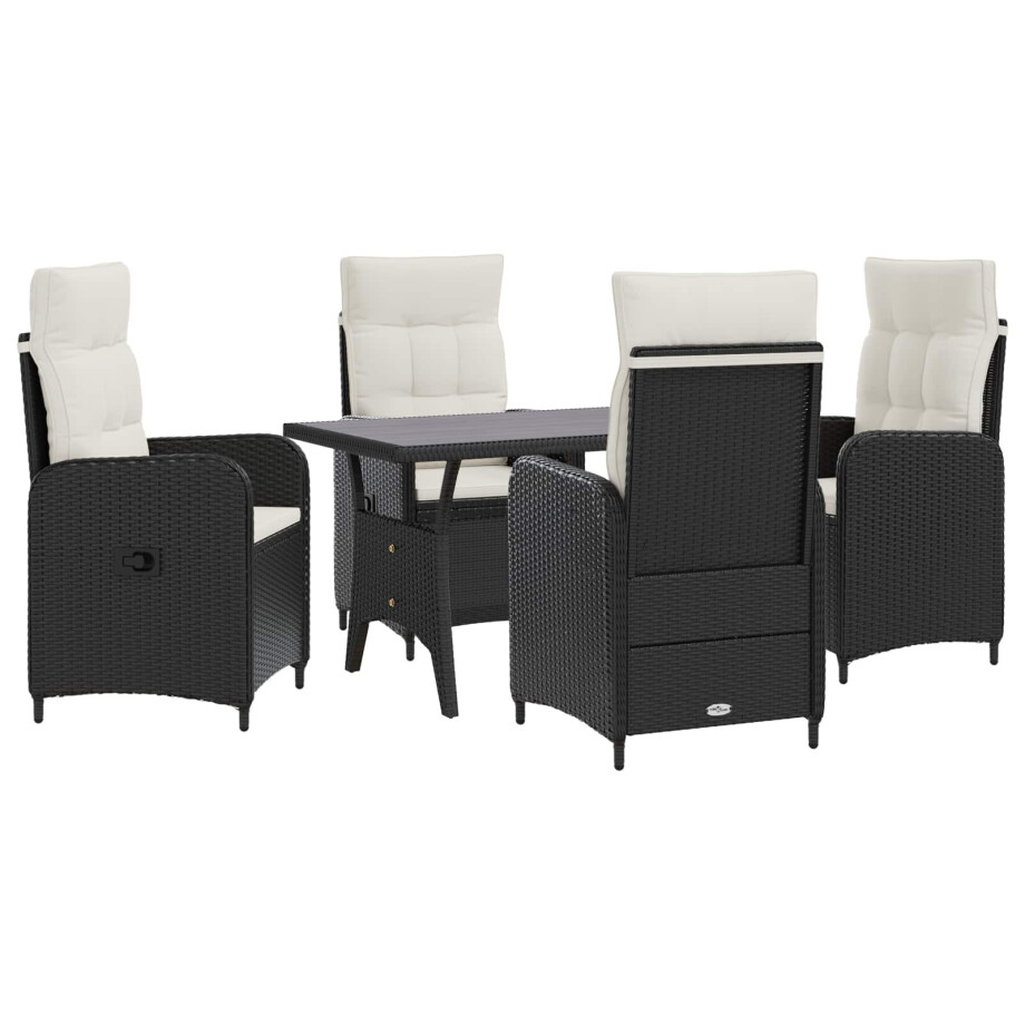 vidaXL Buiten eettafelset 5 pcs Zwart en Cream Wit poly rattan vidaXL Buiten eettafelset 5 pcs Zwart en Cream Wit poly rattan afbeelding 1
