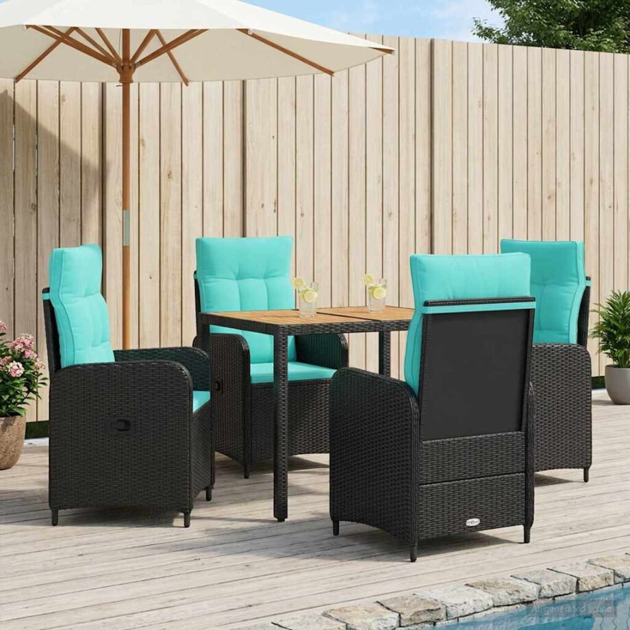 vidaXL Buiten eettafelset 5 st PE Rattan en Poeder-Coated Staal vidaXL Buiten eettafelset 5 st PE Rattan en Poeder-Coated Staal afbeelding 1
