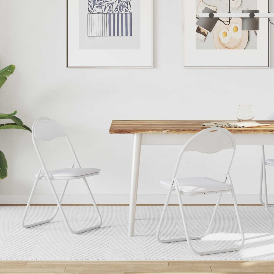 vidaXL Inklapbare stoel 2 pcs Wit en Grijs 48 x 43,5 x 81 cm Nep Leer afbeelding 1